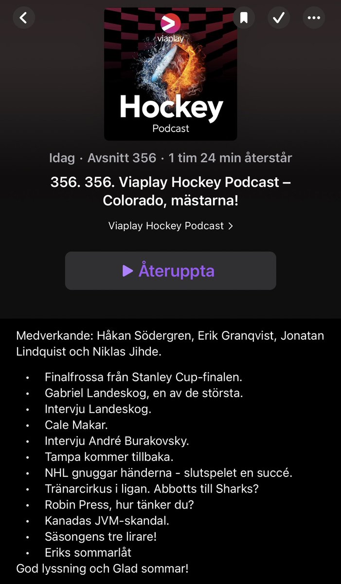 3️⃣5️⃣6️⃣🏒🏆🎙
Hjärtligt tack från oss på #VHpodcast ❤️‍🩹 Vi önskar alla hockeyälskare en ljuvlig sommar så hörs vi, förmodligen, igen i augusti. Andas &amp; njut❣️☀️

💻 shows.acast.com/viasathockey
📱 podcasts.apple.com/se/podcast/via…
🎧 open.spotify.com/episode/4uHRdr…