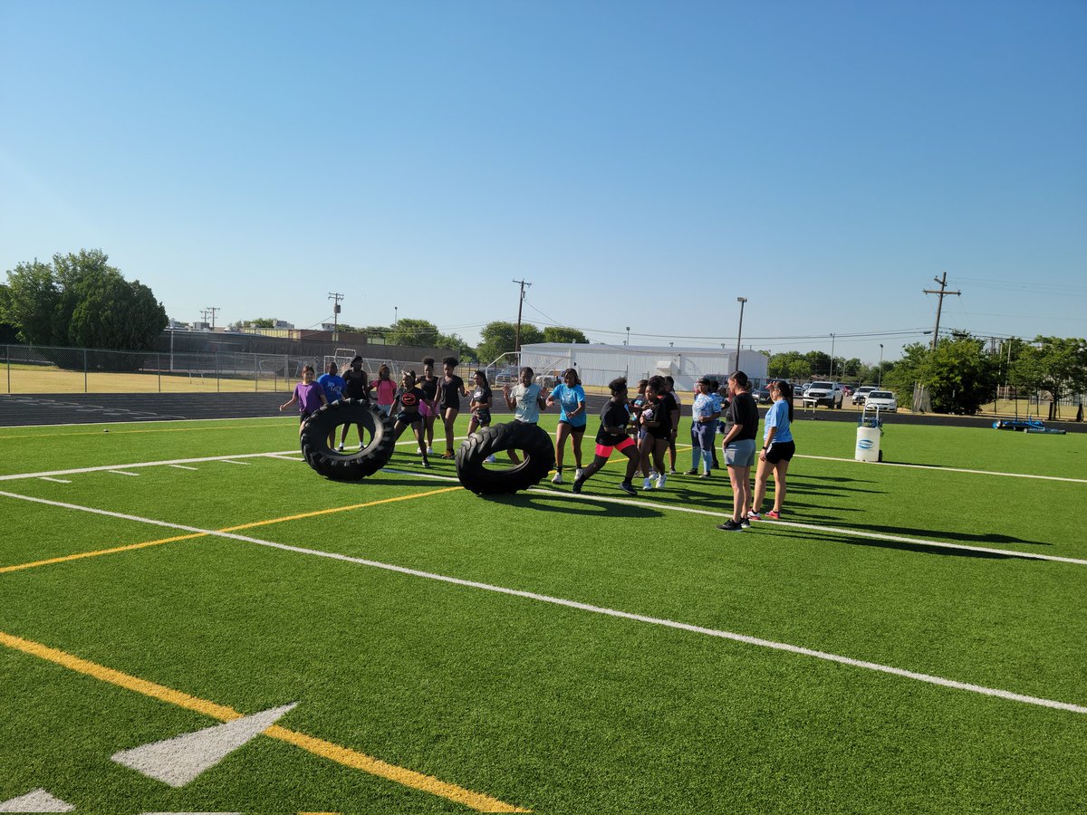 Just a little tire flipping for the Lady Huskies