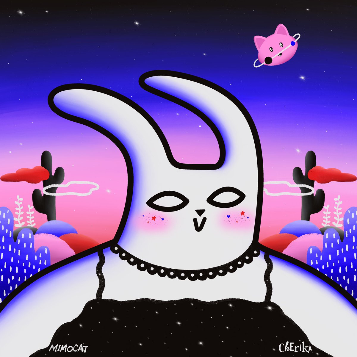 Today is the day! This is my first ever collab, my first auction, and on Eth. So honoured be a part of the amazing and super Red Boots Bunny by one and only <a href="/cherika_nft/">Cherika| 💫🐰🌈</a>!! 💙❤️🤍💗

This baby is auctioned for 3 days
opensea.io/assets/ethereu…

RTs and loves are much appreciated ✨