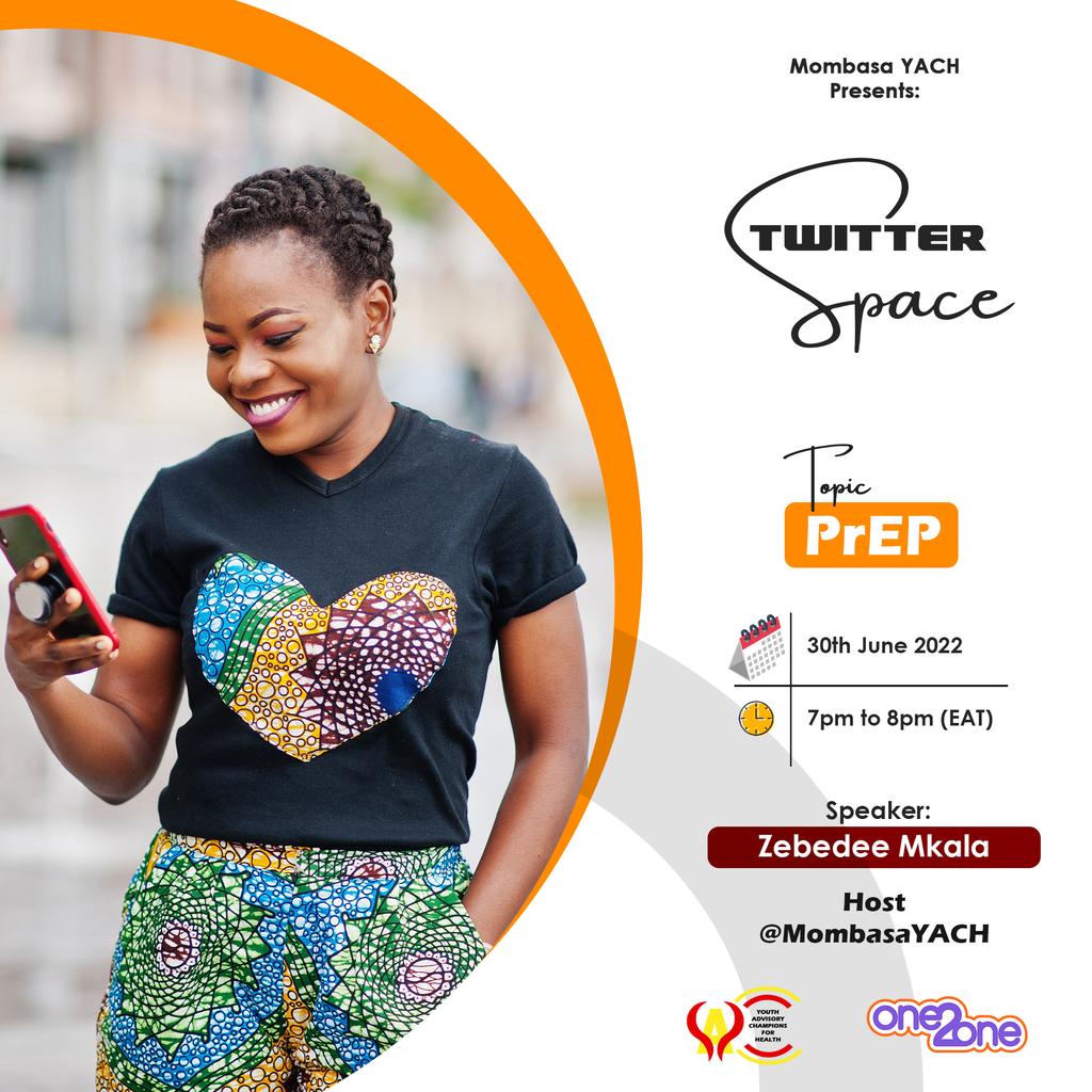 Leonidah 😍 Ayuma😍 (@leujonson) on Twitter photo PrEP is one of the HIV prevention methods and it reduces the risk of getting HIV when take as prescribed. Learn more about PrEP today via joining us on <a href="/MombasaYACH/">YACH Mombasa</a> twitter space at 7pm
<a href="/one2oneKE/">#BongaNaOne2One</a>
@YACHMigori
<a href="/kilifi_youth/">Kilifi County Youth Advisory Council</a>
<a href="/NairobiYac/">YAC NAIROBI</a>
<a href="/SrhKenya/">Kenya Srh Care Organization</a>
<a href="/YACHHomabay/">Homabay Youth Advisory Council for Health</a>
<a href="/Epicyouthorg/">Epic Youth Organization - Kenya</a> PrEP is one of the HIV prevention methods and it reduces the risk of getting HIV when take as prescribed. Learn more about PrEP today via joining us on <a href="/MombasaYACH/">YACH Mombasa</a> twitter space at 7pm
<a href="/one2oneKE/">#BongaNaOne2One</a>
@YACHMigori
<a href="/kilifi_youth/">Kilifi County Youth Advisory Council</a>
<a href="/NairobiYac/">YAC NAIROBI</a>
<a href="/SrhKenya/">Kenya Srh Care Organization</a>
<a href="/YACHHomabay/">Homabay Youth Advisory Council for Health</a>
<a href="/Epicyouthorg/">Epic Youth Organization - Kenya</a>