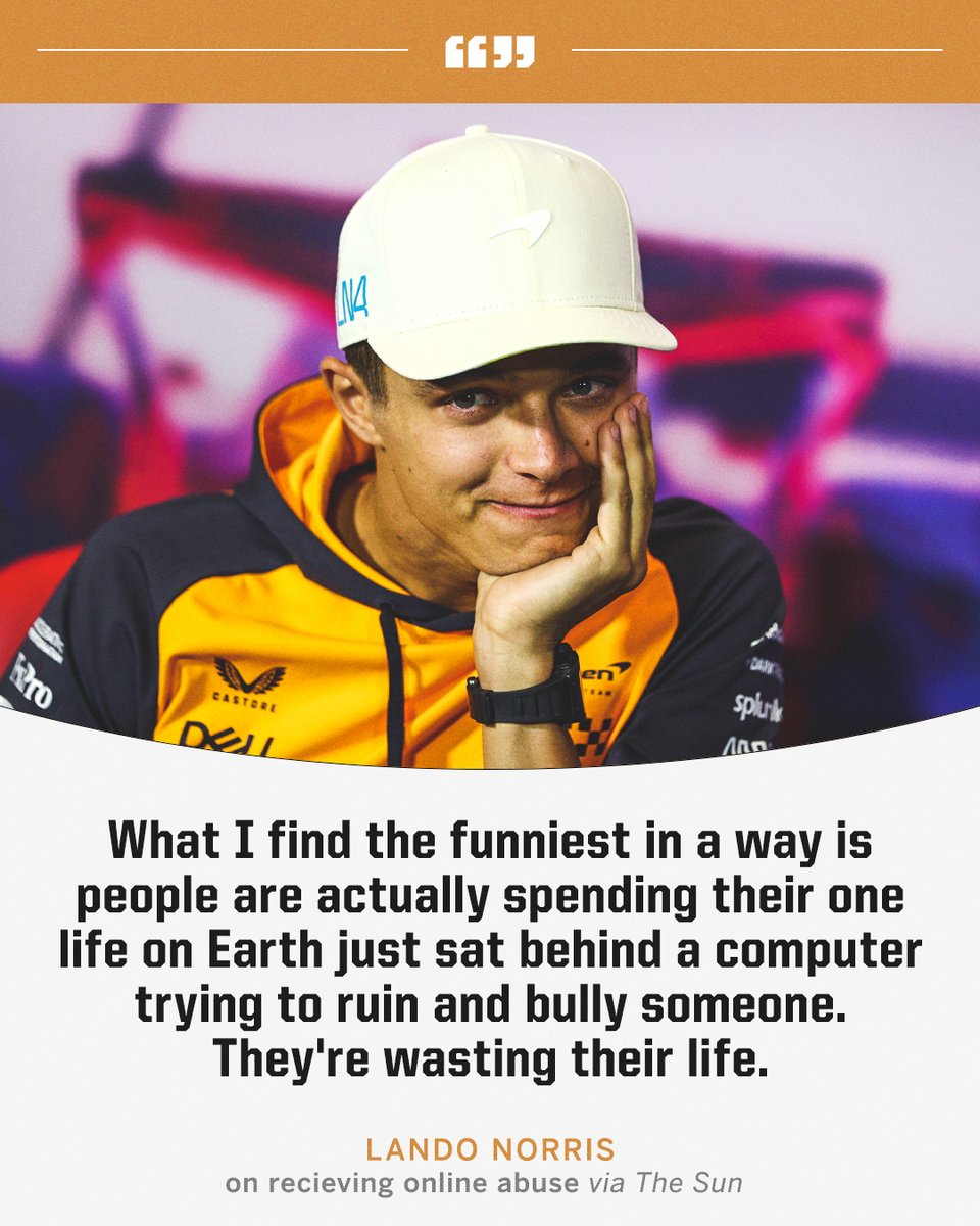 ESPNF1's tweet photo. Lando Norris on people who send him online abuse 🗣 https://t.co/b5mH5im6Nn