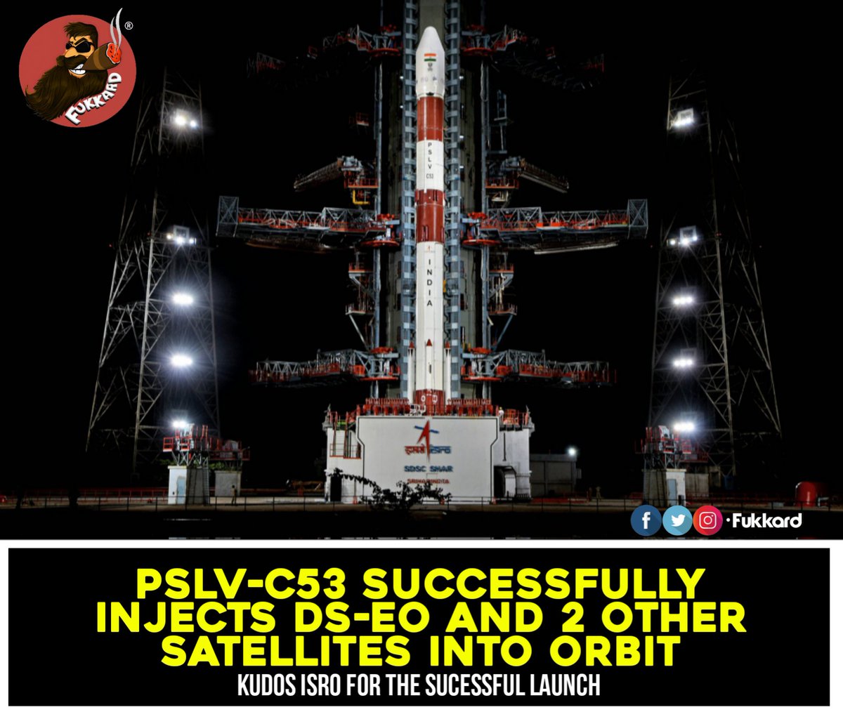 #ISRO launches #PSLVC53 from Satish Dhawan Space Centre (SHAR), #Sriharikota.