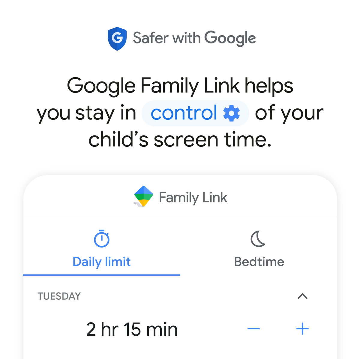 Google's tweet photo. Google helps you find a healthier balance for your family online by letting you control their screen time. Learn more -> https://t.co/uey3WAmgTv