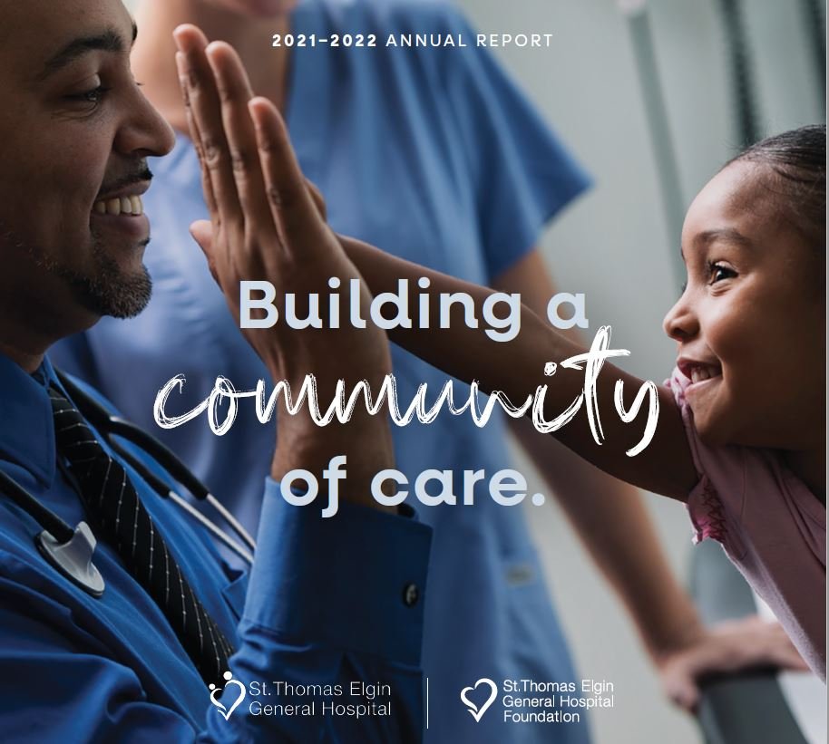 ourSTEGH's tweet photo. We are so excited to partner with St. Thomas Elgin General Hospital on our 2021-2022 Annual Report! We hope you enjoy reading it. Thank you for helping make these outcomes possible โฅ๏ธ
To read the report, click: https://t.co/AwHwZGrjMs
#STEGH #STEGHFoundation #patientcare https://t.co/a7hkMghLfS