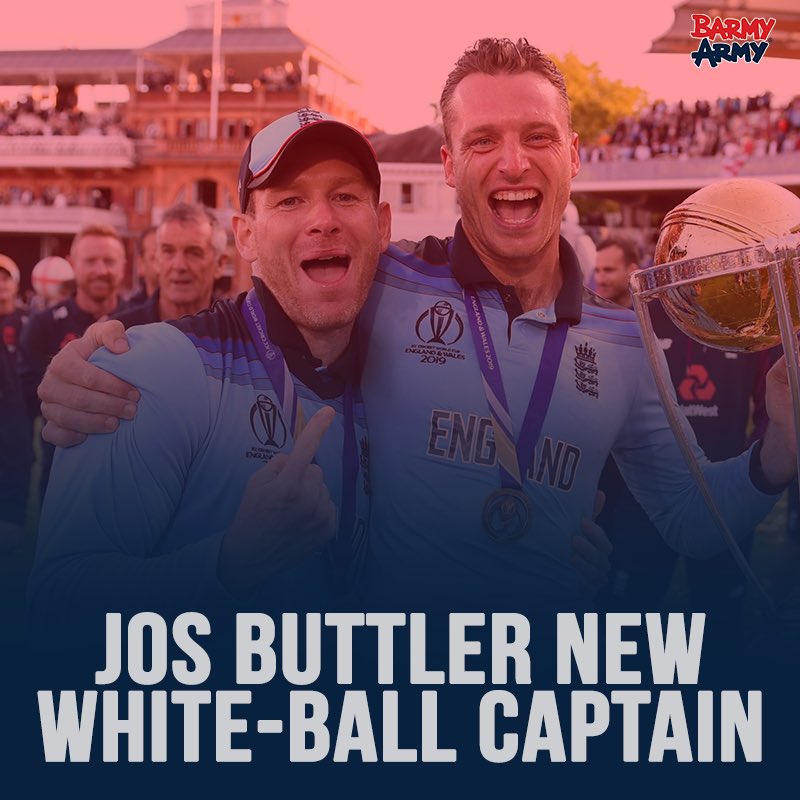 TheBarmyArmy's tweet photo. 🚨 BREAKING NEWS 🚨

Jos Buttler has been named England’s new white-ball captain 🏴󠁧󠁢󠁥󠁮󠁧󠁿

We’re Jos Buttler’s Barmy Army 🎺 https://t.co/zylzInR2Ah