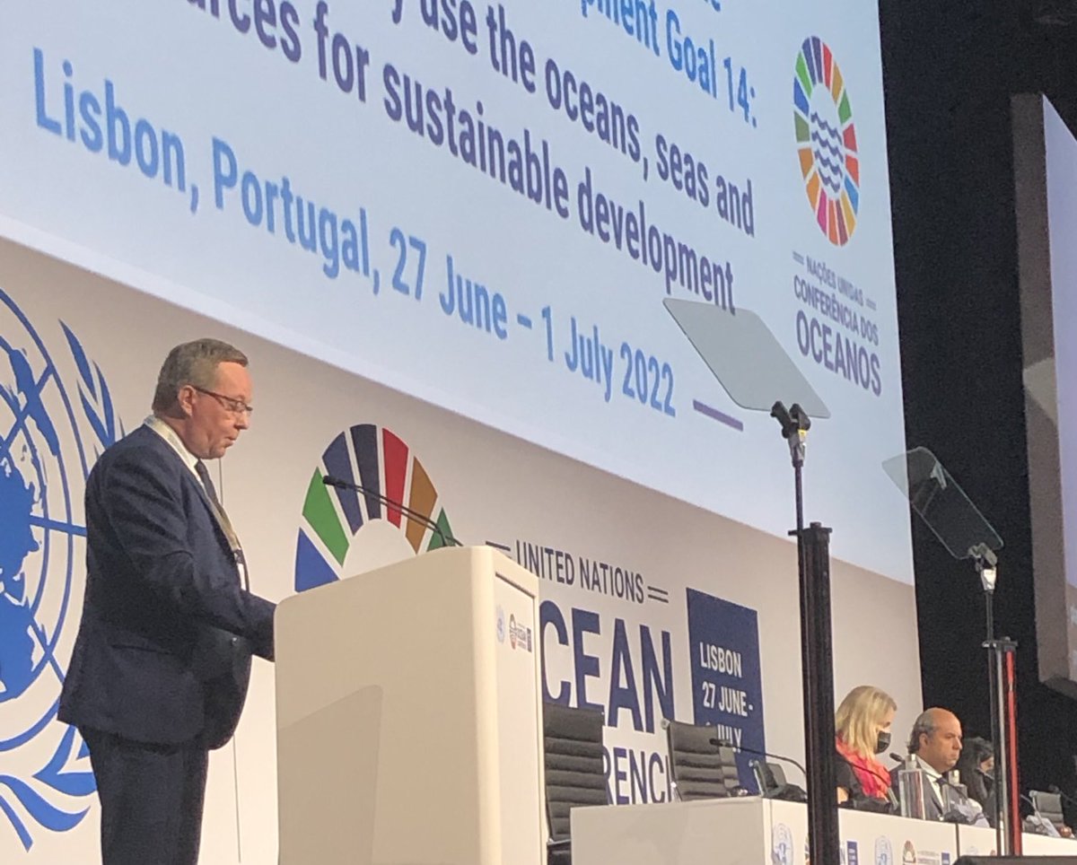 SSRambler's tweet photo. Today at #unoc2022 Minister ⁦@MikaLintila⁩ 🇫🇮 reminded us “How we treat our oceans will determine how the planet will treat us and future generations.” #SaveOurOcean https://t.co/ttRrtHFwtN