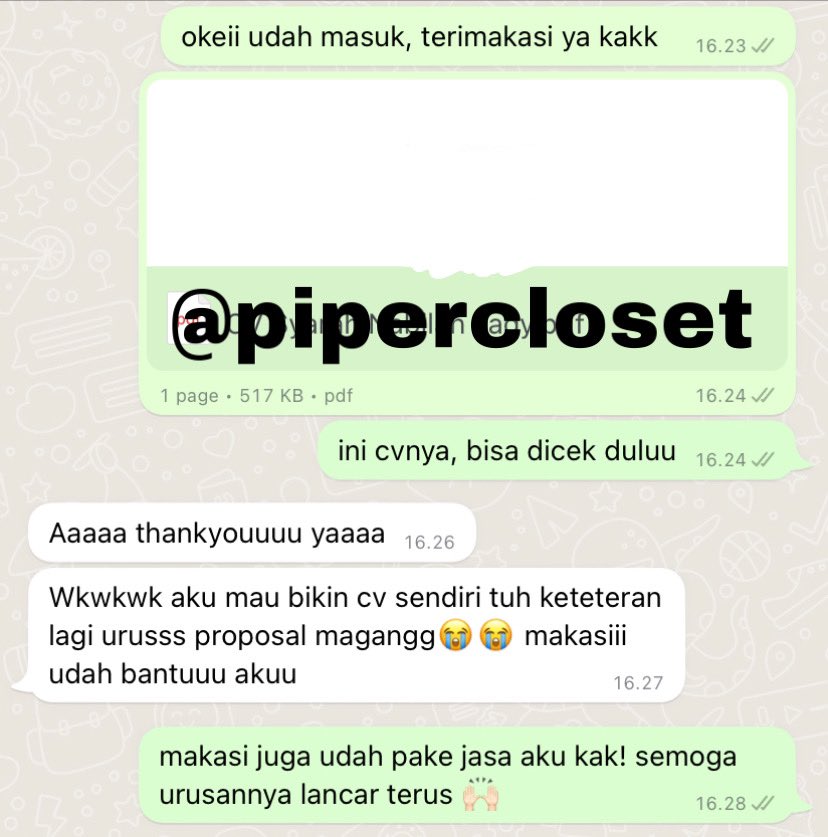 pipercloset's tweet photo. testi joki CV ATS https://t.co/hQTVEbS5XQ