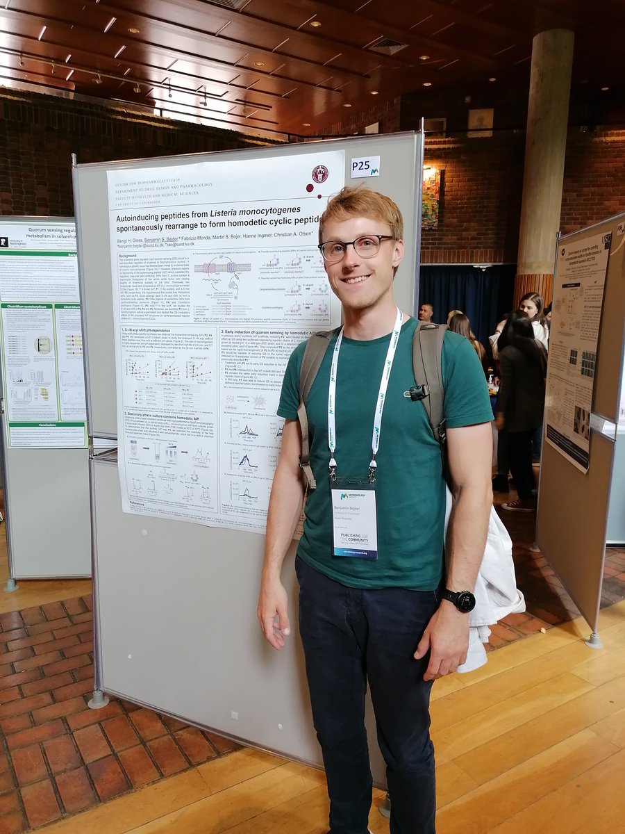 Benjamin Bejder (@bejderbenjamin) on Twitter photo This marks the end of 3 fantastic days at the #cell2cellbacteria22 conference hosted by <a href="/MicrobioSoc/">Microbiology Society</a> in Cambridge, UK.
Great opportunity to meet with a lot of cool people and present our work on spontaneously rearranging autoinducing peptides in person. This marks the end of 3 fantastic days at the #cell2cellbacteria22 conference hosted by <a href="/MicrobioSoc/">Microbiology Society</a> in Cambridge, UK.
Great opportunity to meet with a lot of cool people and present our work on spontaneously rearranging autoinducing peptides in person.
