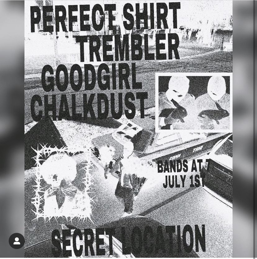 hmu for address for last perfect shirt gig :) 
there is also trembler and goodgirl(yooo) and chalkdust(first show)
house gig so make sure u show respect to tha space