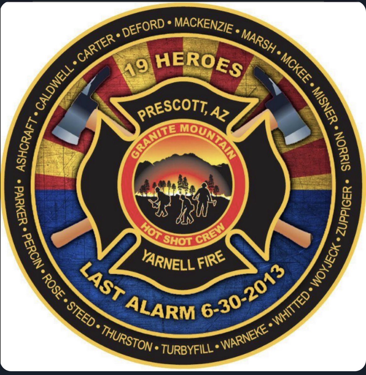 dustingardner11's tweet photo. For all my firefighting friends out there take time to reflect on the loss of these 19 men. Just like all of us; they were doing the best they could, with what they had to protect those they serve.  The 19 will RIP, the rest of us should honor them by learning from past tragedies https://t.co/cLovgbzsbe