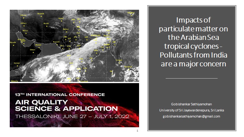 Gobishankar95's tweet photo. Presented my research findings at the 13th International Conference on Air quality science and application #Airqualityconference #Thessalanoki. First oral presentation on #aerosol and #particulatematter impacts on #Tropicalcyclone activity in the #Arabiansea https://t.co/YPqyTU8eZy