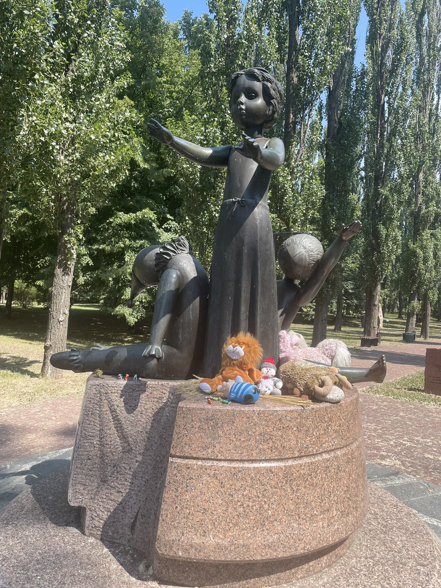 Horrible reminders about the tragedy inflicted on children during warfare. With playgrounds , maternity hospitals destroyed and the whole sense of injustice typified by the BabynYa war memorial in Kiev #warinukraine #childrenofwar