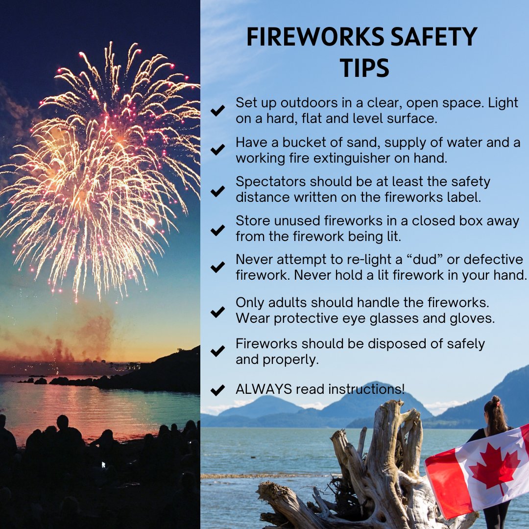 heartzapsafety's tweet photo. Happy Canada Day! 

It is important that everyone follows these safety tips when handling fireworks. They can be deadly when they are not handled properly. 

Follow us for more safety tips!

#canadaday #july1st #fireworksafety #safety #health  #canada #kw #cambridge #northbay https://t.co/Q3JqHHiZ8x