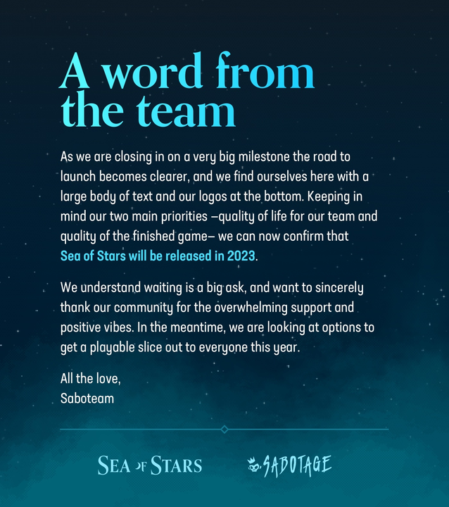 Sea of Stars on X: To celebrate one year since Sea of Stars was