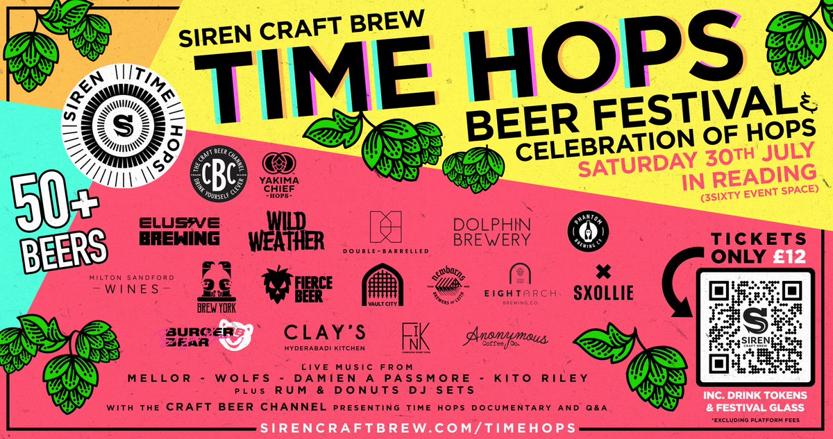 southstreetarts's tweet photo. If you had fun at @CraftTheoryFest &amp; are ready for more, our friends at @SirenCraftBrew have just the thing! Time Hops Festival is coming on Sat 30 July at Reading Uni's Students Union on Pepper Lane.
Find out more &amp; book tickets at https://t.co/brPB2nzZIO
#rdguk #beer #festival https://t.co/FV9b2PZwqV