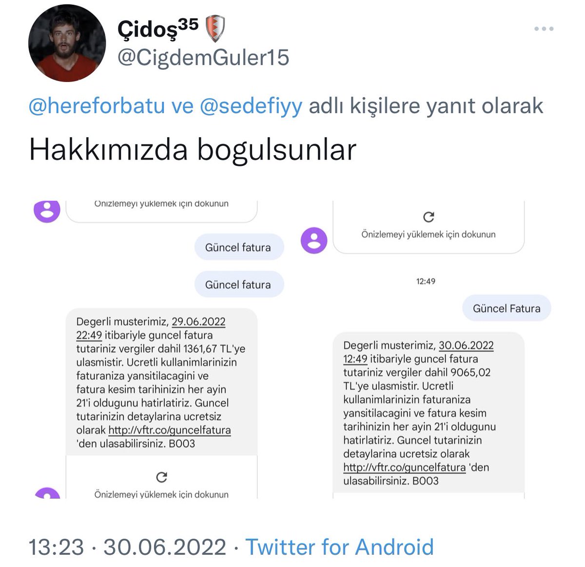 HaberReport's tweet photo. Survivor'da destekledikleri yarışmacılar için atılan SMS'lerin ardından gelen faturalar sosyal medyada gündem oldu. https://t.co/AOSY7DPdY4
