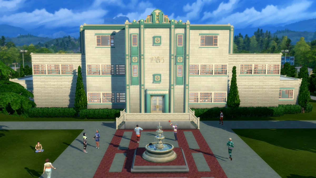 Welcome to Copperdale High, the new center of your teen's world! 
Inside these fully customizable halls & walls, you can attend class, join extracurricular activities, commit a little mischief & of course PROM!

Check out more on #TheSims4HighSchoolYears: x.ea.com/73891