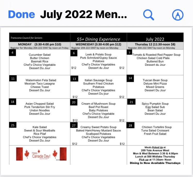 TransconaSenior's tweet photo. Happy Canada Day!
Meals for July. https://t.co/NRRgzJZr50