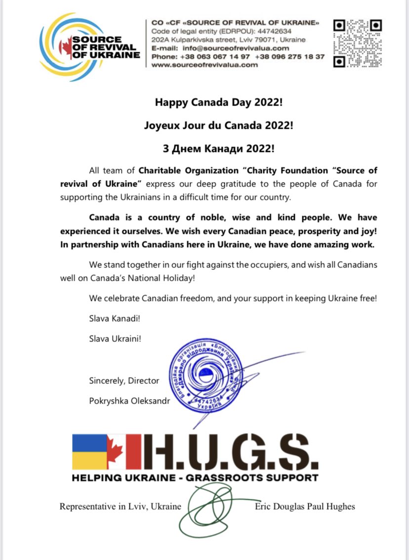 Source of Revival of Ukraine (@revivalukraine) on Twitter photo Happy #CanadaDay2022 to our brothers & sisters in #Canada from #Ukraine!
As you celebrate your freedom we are grateful for Canada’s support in defending ours.
🇨🇦🇺🇦💪❤️ #CanadaDay <a href="/HugsUkraine/">HUGS Helping Ukraine Grassroots Support 🍁🇨🇦🇺🇦</a> Happy #CanadaDay2022 to our brothers & sisters in #Canada from #Ukraine!
As you celebrate your freedom we are grateful for Canada’s support in defending ours.
🇨🇦🇺🇦💪❤️ #CanadaDay <a href="/HugsUkraine/">HUGS Helping Ukraine Grassroots Support 🍁🇨🇦🇺🇦</a>
