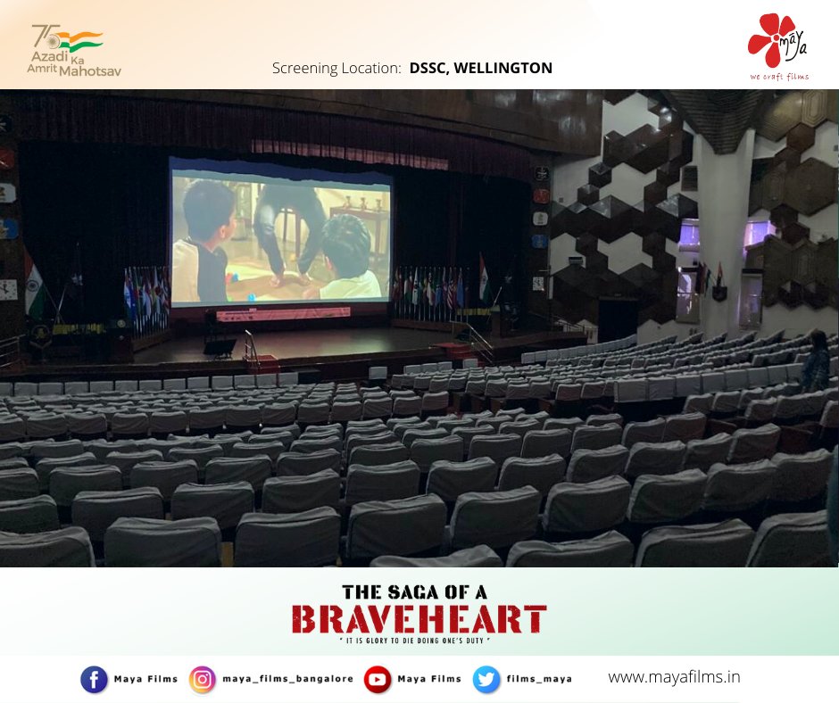 films_maya's tweet photo. At DSSC, Wellington, we had a prestigious screening of our documentary " #TheSagaOfABraveheart " as part of our #AzadiKaAmritMahotsav Abhiyaan - 75 schools in 75 days.

@rajnathsingh @PMOIndia @adgpi 
.
.
.
.
#Indianarmy #Indiansoldiers #indianmartyrs  #Mayafilms https://t.co/Sycah2hbiQ