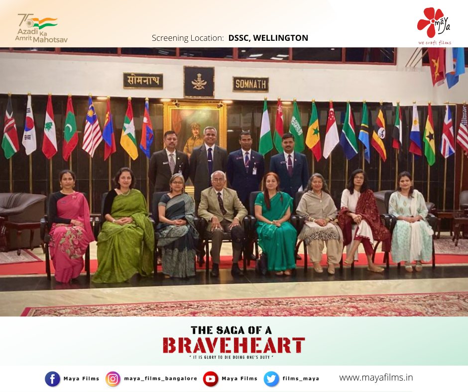 films_maya's tweet photo. At DSSC, Wellington, we had a prestigious screening of our documentary " #TheSagaOfABraveheart " as part of our #AzadiKaAmritMahotsav Abhiyaan - 75 schools in 75 days.

@rajnathsingh @PMOIndia @adgpi 
.
.
.
.
#Indianarmy #Indiansoldiers #indianmartyrs  #Mayafilms https://t.co/Sycah2hbiQ