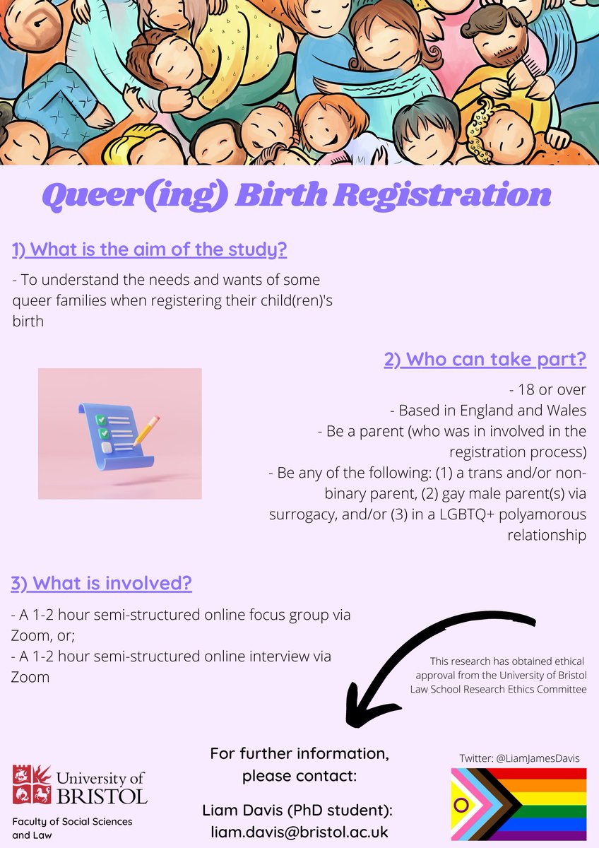 🚨CALL FOR PARTICIPANTS📣

*slight* changes to eligibility (new poster below):
- no longer restricted to first-time parents (any &amp; all now!)
- any LGBTQ+ poly folx in a relationship (w/ children) 

other:
- non-binary folx explicitly included 

if you know anyone, pls share! ✨