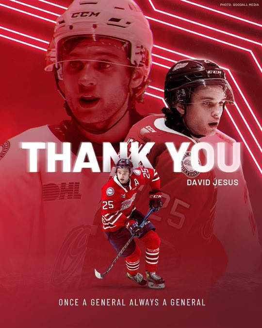 We want to wish <a href="/DavidJesus2525/">David Jesus</a> nothing but the best on the next stop of his hockey career. 

Once a General, always a General ❤️