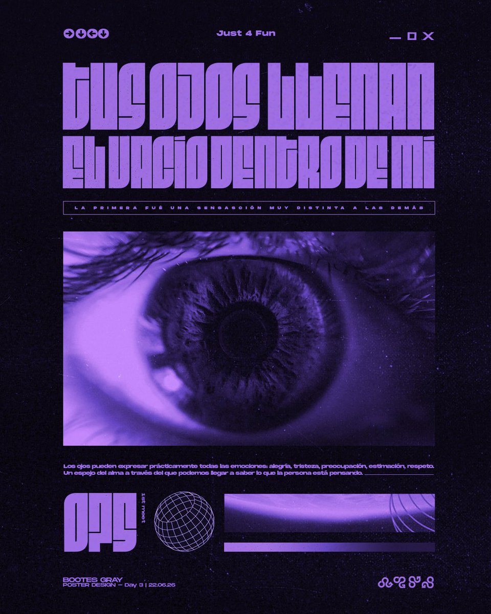 Ian: “Cuando conoces a alguien sus ojos llenan ese agujero dentro de ti”
Design just 4 fun | Day 3

#design #poster #modern #communication #music