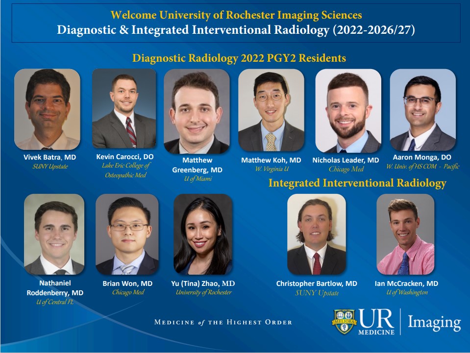 Welcome to the 2022-2026/27 <a href="/URMC_Imaging/">URMC Imaging</a> residents! We are excited to start working with you! #Radiology #meliora