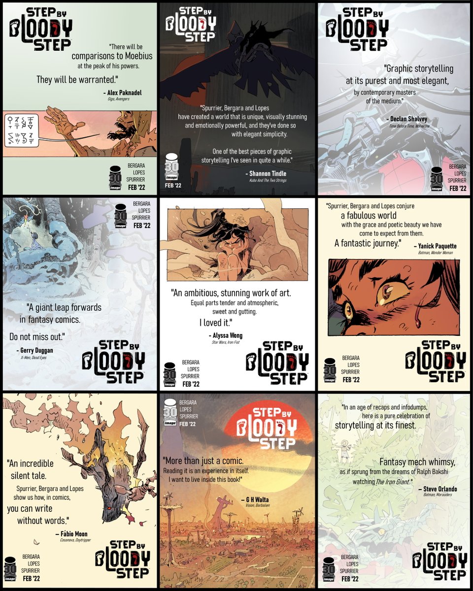 sispurrier's tweet photo. "Game-changing." - @AIPTcomics
"A masterclass." - @ComicBook
"The perfect reminder of what comics can be." - @TheAVClub
"Astounding." - @EW
Pre-order your copy of the most beautiful comic you will ever read before July 18th -- or miss out.
#STEPBYBLOODYSTEP https://t.co/ELYi0wUyZm