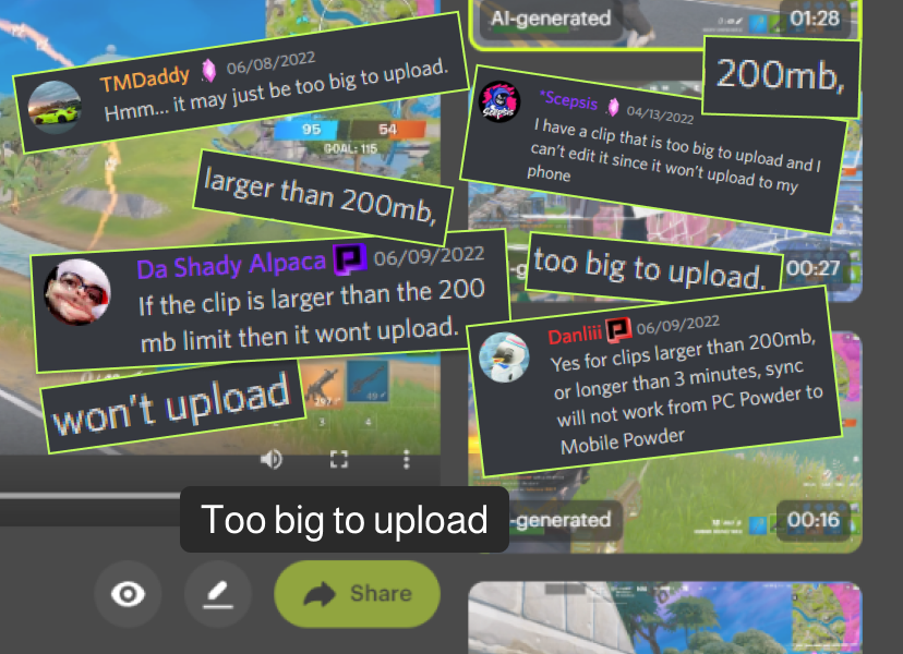 Powder_video's tweet photo. okay okay i heard you guys.. we've increased the upload limit of your highlights to 500mb π cool?
#powderpc https://t.co/Uat6JubH3e