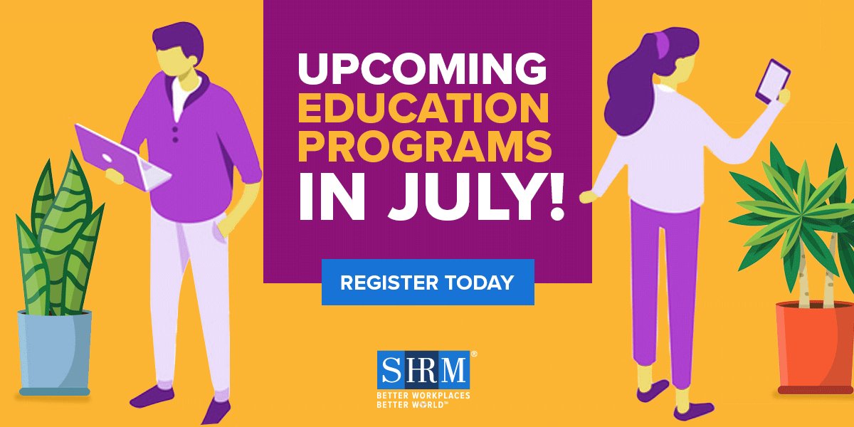SHRM's tweet photo. Learn your way with #SHRMEducation virtual seminars this summer. On July 6, we’ll kick off our “SHRM Essentials of Human Resources” seminar. This program is for individuals seeking to lay the foundation of effective #HR management – and earns you 15 PDCs! https://t.co/nrXJHOxXI4 https://t.co/S914xXZg1N