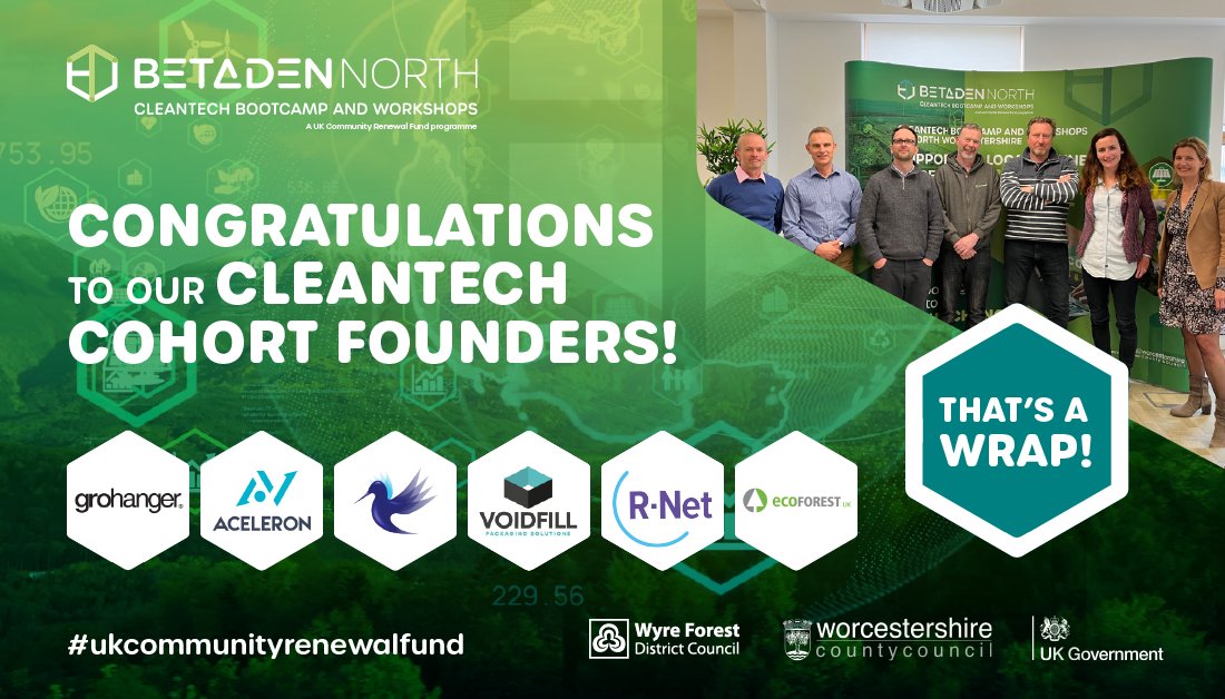 That’s a wrap! 🎉 Our first cohort of #cleantech founders have completed their 8-week programme with us &amp; we're pleased to see the progress they've made in this time ✅ Congratulations to Ecoforest, <a href="/aceleronenergy/">Aceleron</a>, Voidfill Packaging, R-Net, Hummingbird Design &amp; <a href="/grohanger/">Grohanger</a> 👏🏼
