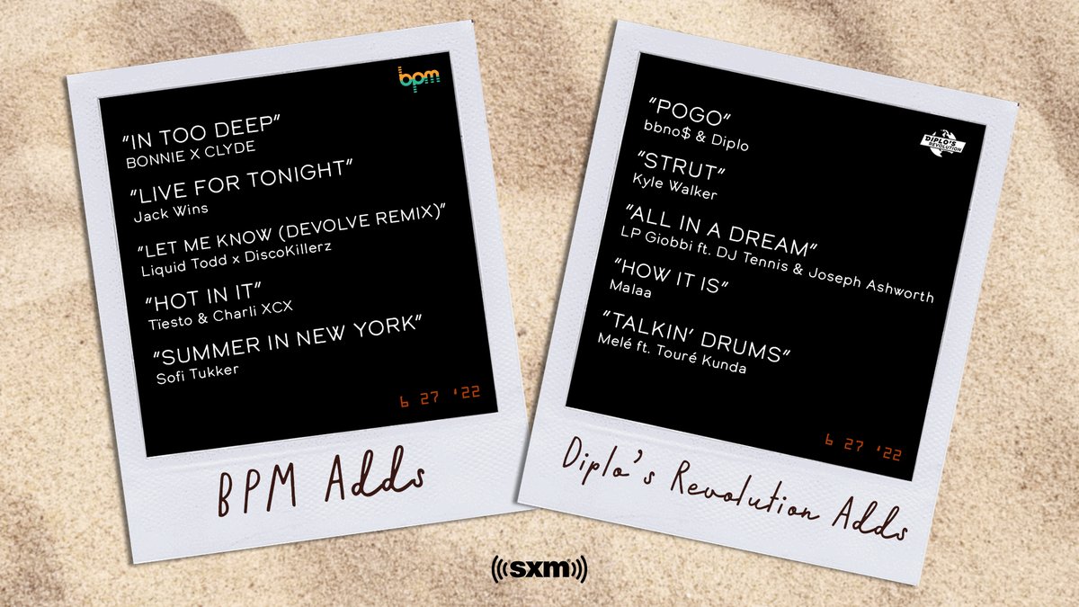 Added this week to BPM &amp; <a href="/diplo/">diplo</a>'s Revolution we've got <a href="/BONNIEXCLYDE/">BONNIE X CLYDE</a>, <a href="/sofitukker/">SOFI TUKKER</a>, <a href="/tiesto/">Tiësto</a>'s new single with <a href="/charli_xcx/">Charli</a>, <a href="/liquidtodd/">Liquid Todd</a> x <a href="/Discokillerz/">Disco Killerz</a>, <a href="/bbnomula/">bbno$ 👶🚫💰</a>, and more! ☀️💿🎧