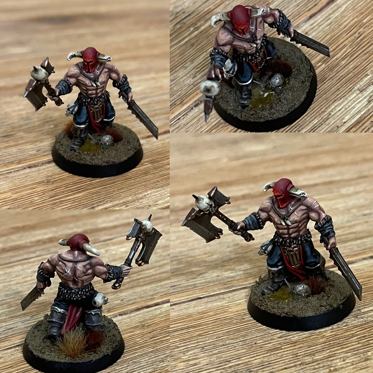 Back to painting after a bit of a break with this Khorne Bloodbound for @cabdialectic. Also, dipped my toe into water effects (bad pun I know) with a small puddle. Back to my DoK next. #WarhammerCommunity