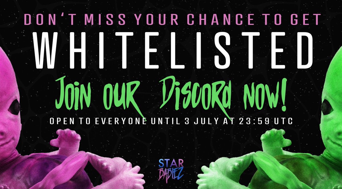 StarBabiez's tweet image. One of your last chance to get an OG role!

PRIZE:
- 2 OG roles (who will receive e free Babiez mint!)

WHAT TO DO:
- LIKE &amp;amp; RT
- TAG 3 friends
- FOLLOW @StarBabiez
- JOIN DISCORD https:///discord.gg/YXUWGy4f

 Expires on 3 July at 23:59 UTC

#NFTCommunity #IBCGang #NFTGiveaway