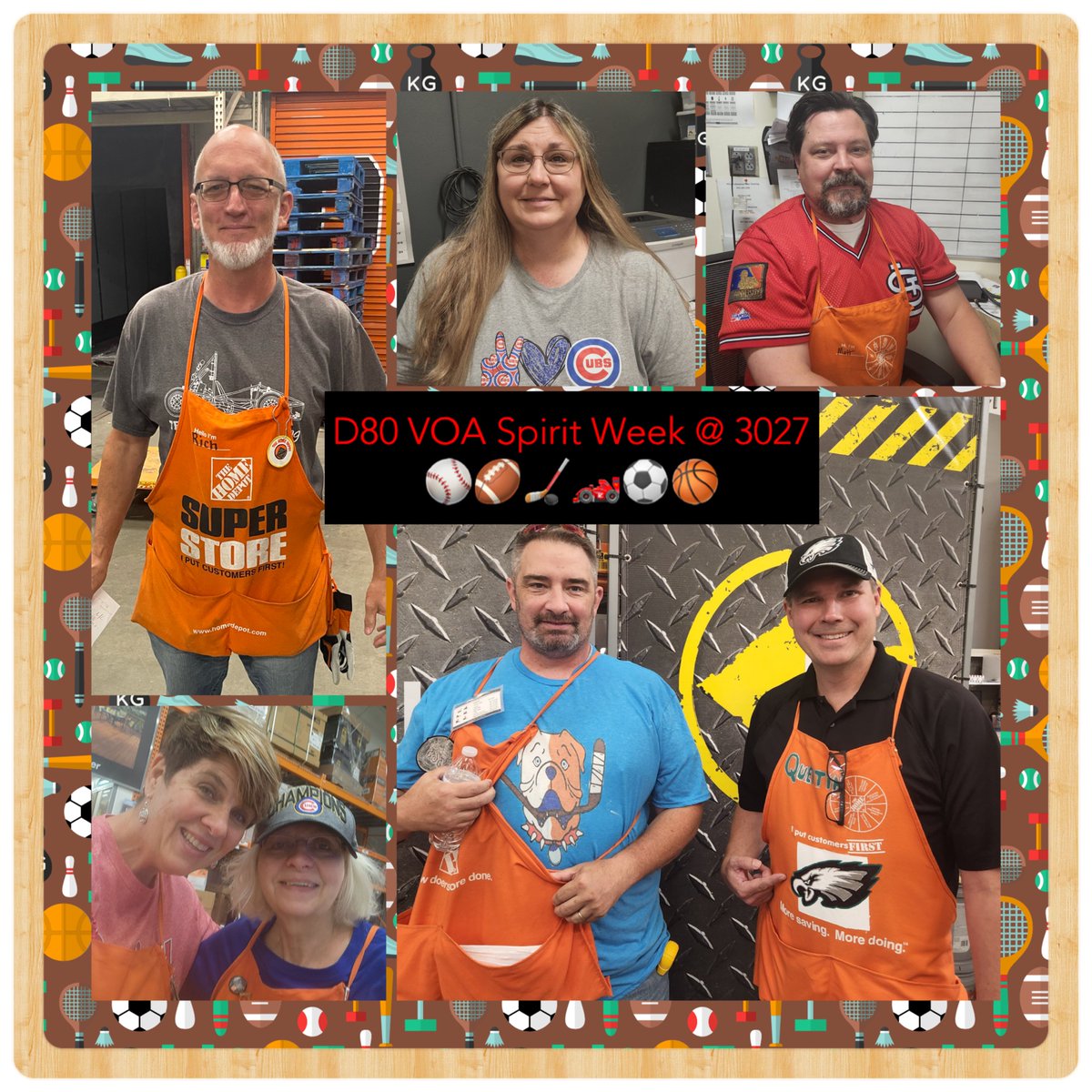 HomeDepot3027's tweet photo. D80 Spirit Week @ 3027 yesterday. We had a “ball”!
⚾️🏈🎾🏀⚽️🏒🏎

@jillcappel @QSchmutzler3027 @TimLuca84807119 @ToddDonaldson8 @LilyGSV @tammiflower https://t.co/LrFMS6ne4L