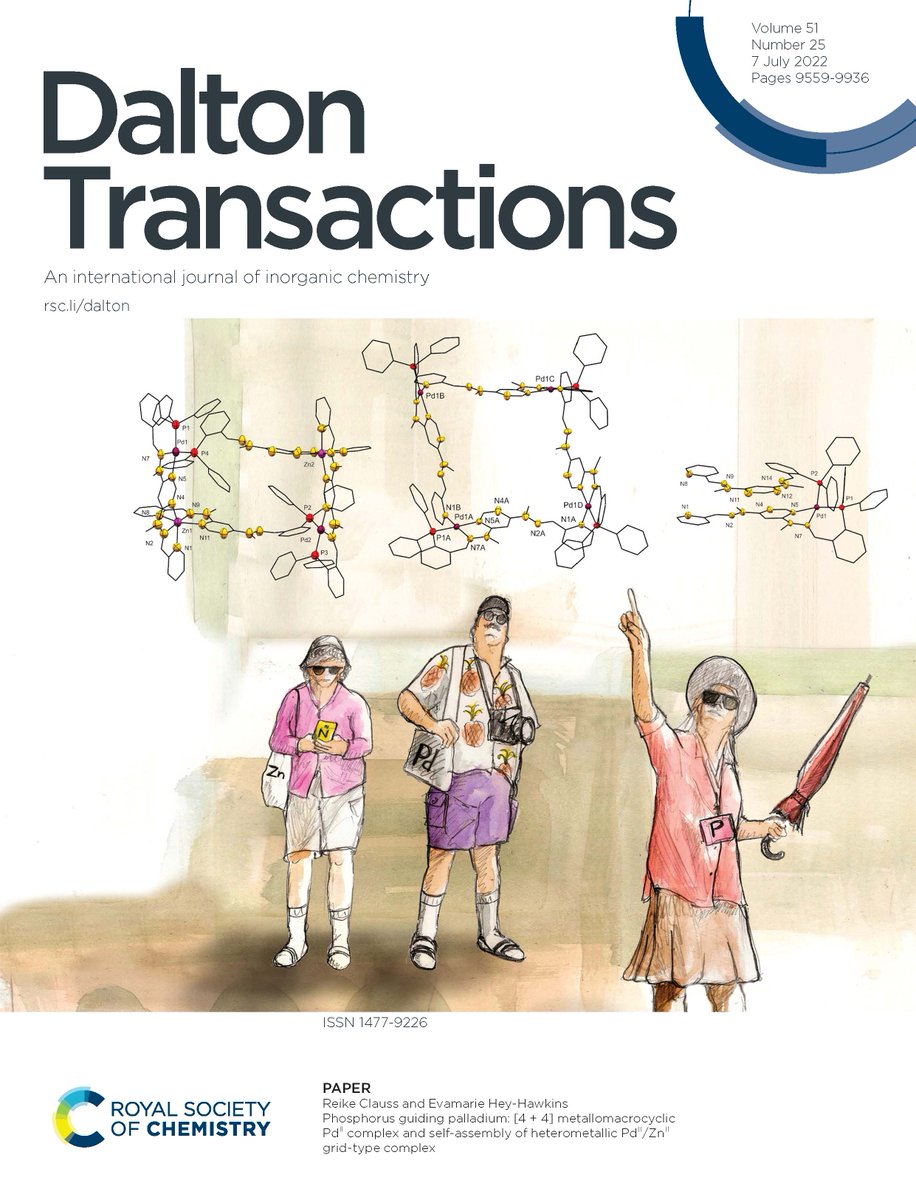 Check out the article behind the cover of our latest issue by Reike Clauss &amp; <a href="/HeyHawkins/">Evamarie Hey-Hawkins</a> at <a href="/UniLeipzig/">UNIVERSITÄT LEIPZIG</a>: 

'Phosphorus guiding palladium: [4 + 4] metallomacrocyclic PdII complex and self-assembly of heterometallic PdII/ZnII grid-type complex'

🔗pubs.rsc.org/en/content/art…