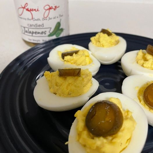 lauri_jos's tweet photo. Deviled eggs are yummy on their own and are perfect for holidays and parties. Make sure yours don’t go unnoticed by topping with Lauri Jo’s Candied Jalapenos!
#georgiagrown #tastegeorgia https://t.co/Jrb99C9vjx