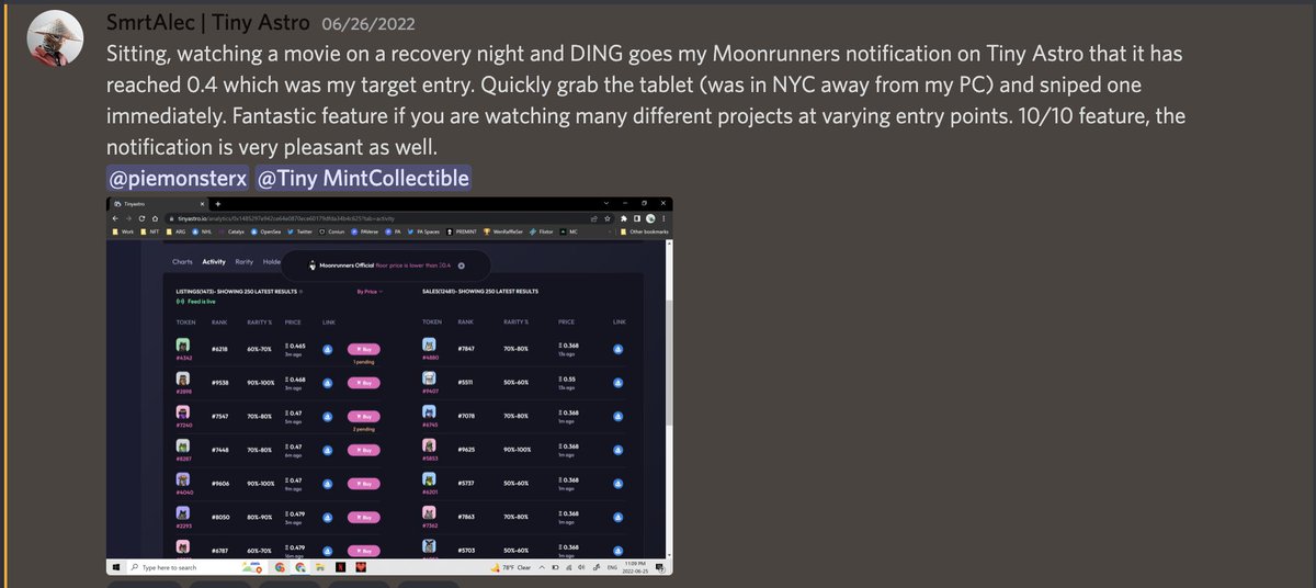 Add your favourite collections and set notifications. Another win for one of our beta testers successfully sniping another rare after getting pinged by Astro Analytics to remind them of their target entry price!

#ASTROANALYTICS #ASTROFAM #ASTROSTRONG