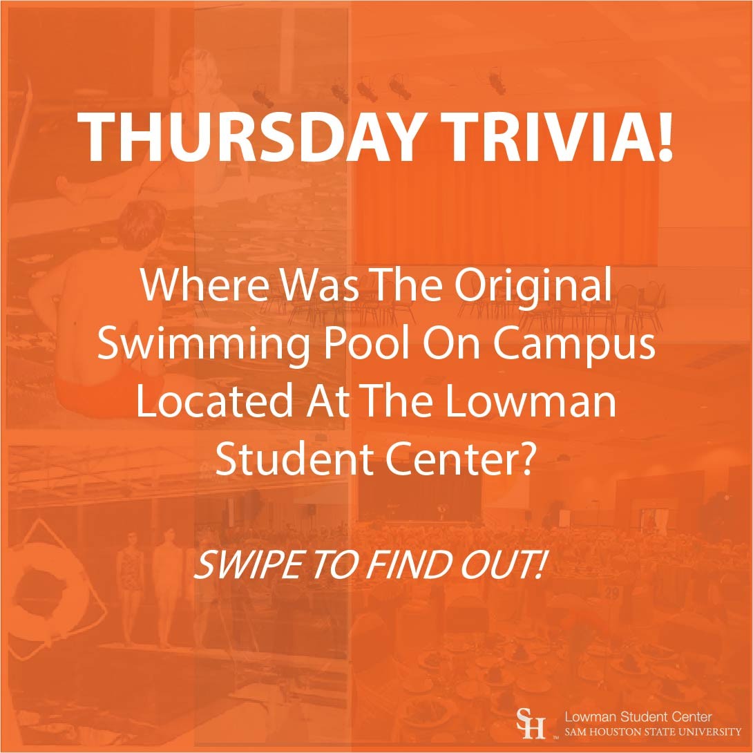 SHSULSC's tweet photo. It's #ThrowbacThursday, Bearkats! We have some trivia for you. Where was the swimming pool at the LSC located? 🏊‍♀️ https://t.co/okemHb56gr