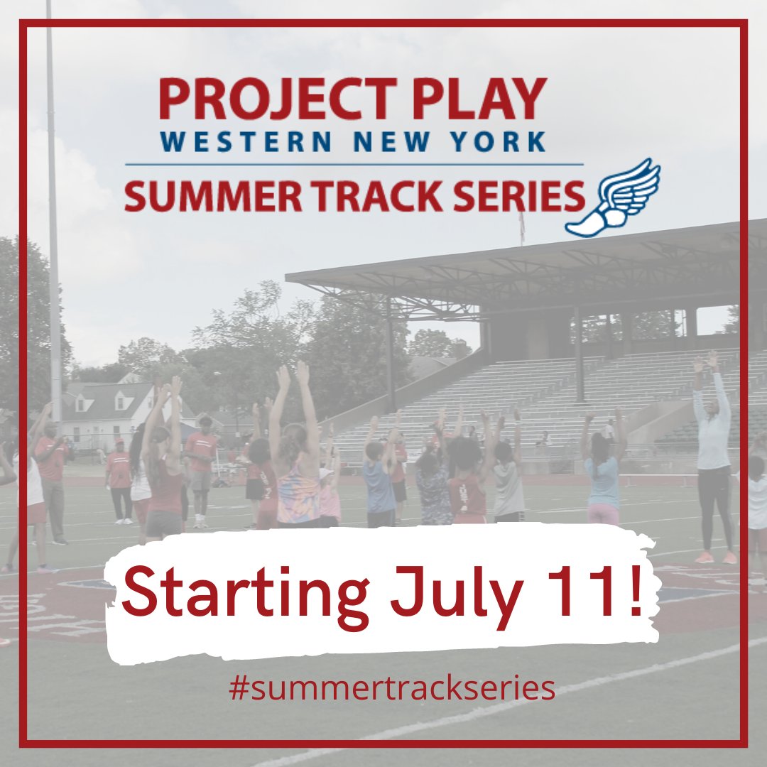 ProjectPlayWNY's tweet photo. The Project Play WNY Summer Track Series is back starting July 11! We are pleased to offer these free events to children 13 & under.
For more information visit https://t.co/FaMdCkC8Ug
#sportssampling #trackandfield https://t.co/tdb67DFacx