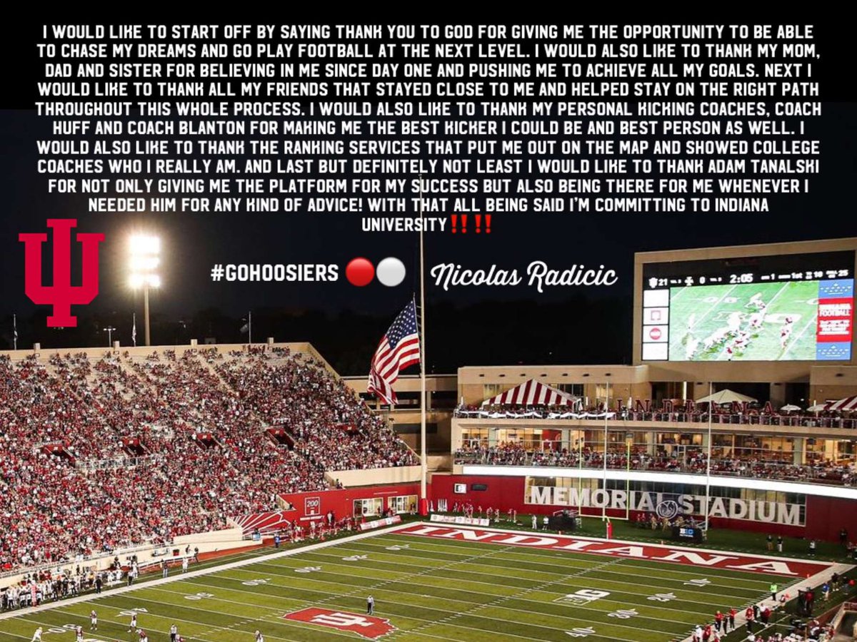 After a great conversation with @CoachAllenIU, @CoachTee34 and @Coach_RMAC I am blessed to say I have received a full ride to IU ⚪️🔴 Committed #GoHoosiers #LEO @HKA_Tanalski @KohlsKicking @Chris_Sailer @coppellfootball @KickExposure @IndianaFootball @A_Wiley30