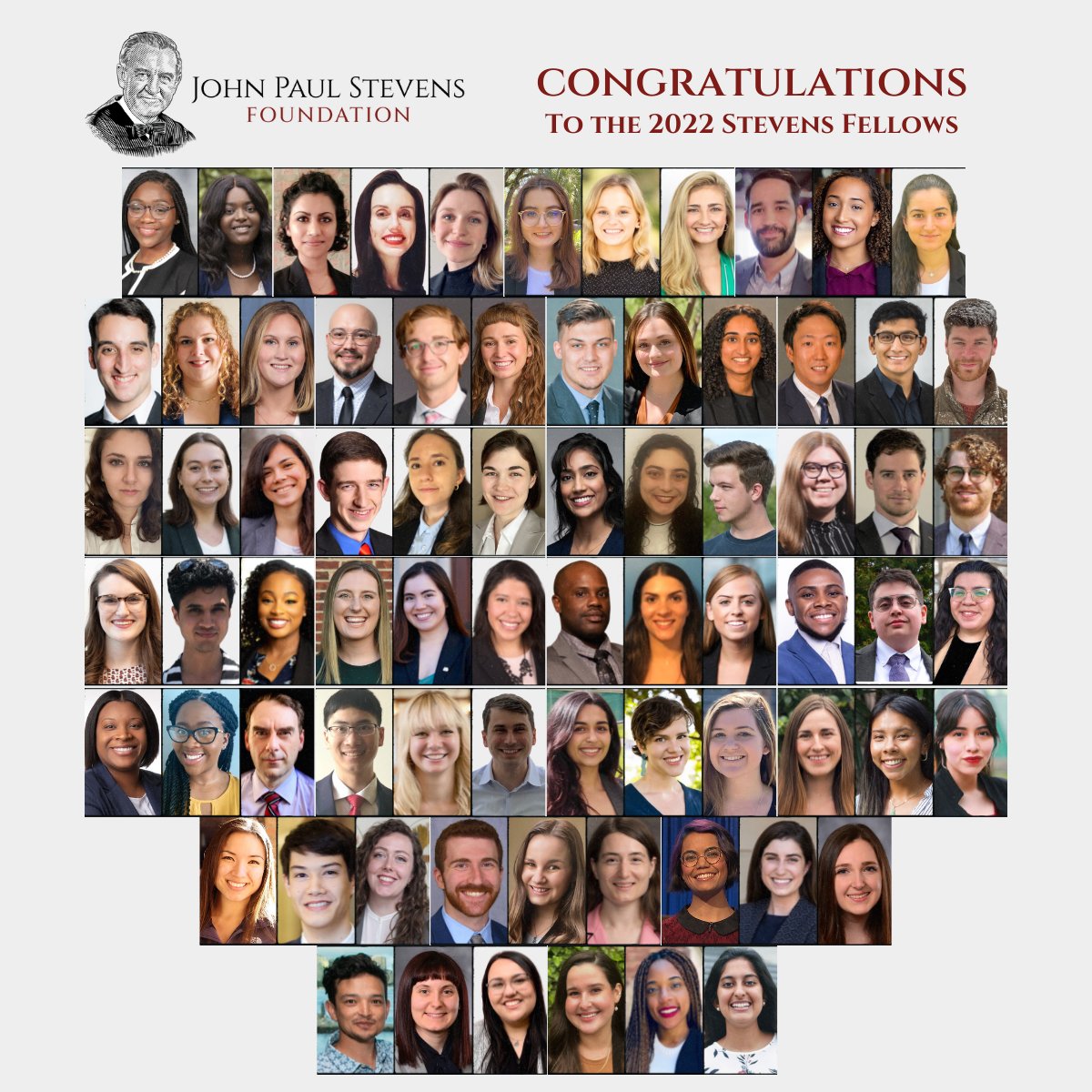 jpstevensfndtn's tweet photo. Congratulations to all of the 2022 #StevensFellows.  Your work is building a more just and equitable society. It is an honor &amp; a privilege to support you in your professional journeys - now &amp; in the future.  Thank you! #PublicInterestLaw #BuildTheFuture https://t.co/CP3e036hPm