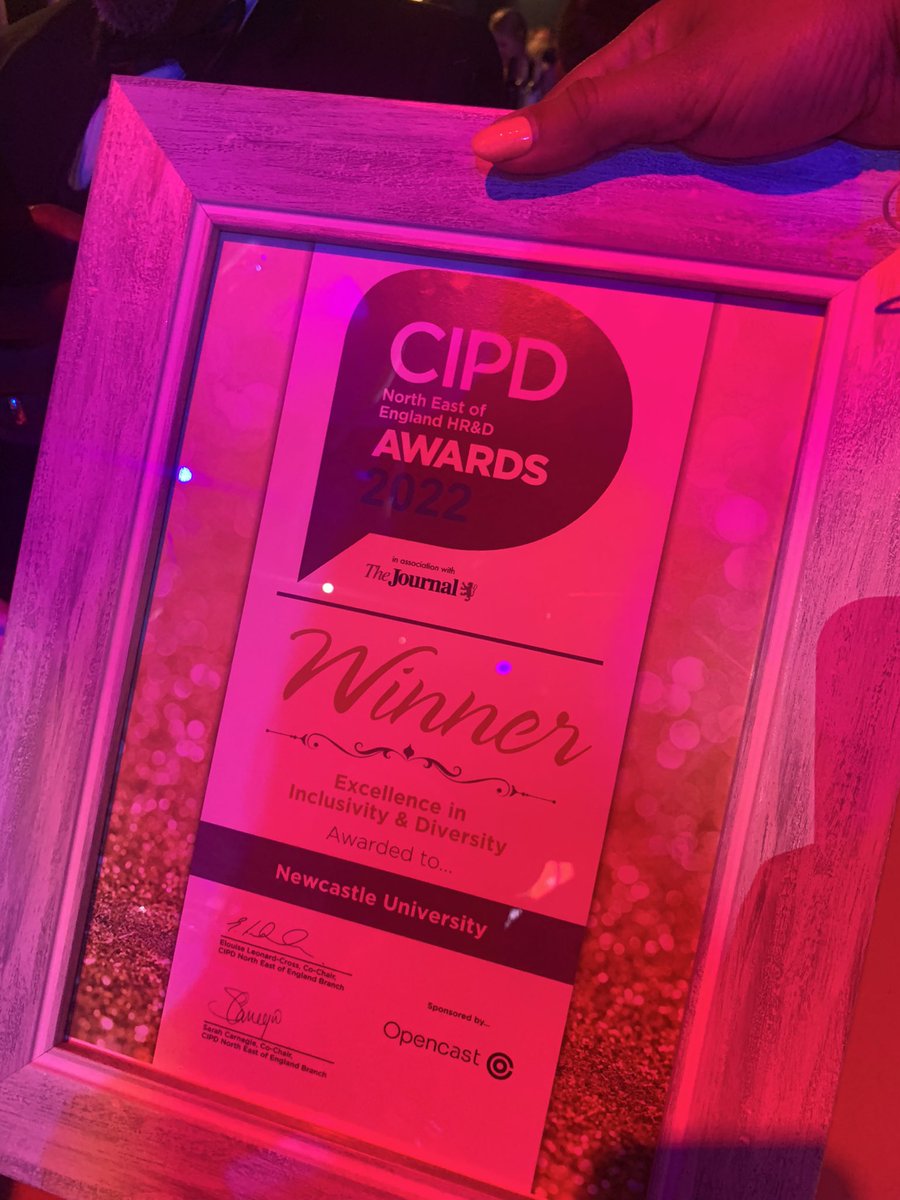We only went and won it!!!! <a href="/UniofNewcastle/">Newcastle University</a> <a href="/EqualityNCLUni/">NCL Uni Equality</a> @JoollyBoolly <a href="/sharmishtab/">Sharmishta</a> #inclusion #InclusiveFutures <a href="/CIPD_NE/">The CIPD branch in the North East of England</a>