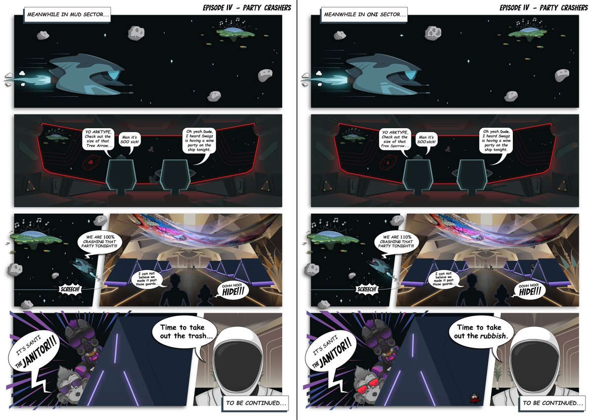 A Sammy #SpottheDifference Sunday SPECIAL with <a href="/Atlessio/">🩸Atlessio Family</a> &amp; <a href="/MobMachinaNFT/">Mob Machina</a>

The legend that is <a href="/Arktype_/">Arktype.ink</a> has shared some super cool #Moontype Odyssey @StarAtlas themed comic art with 40 (yes - 40!) differences, 10 per panel

There might be an NFT treat or 2 up for grabs
GO GO GO!!