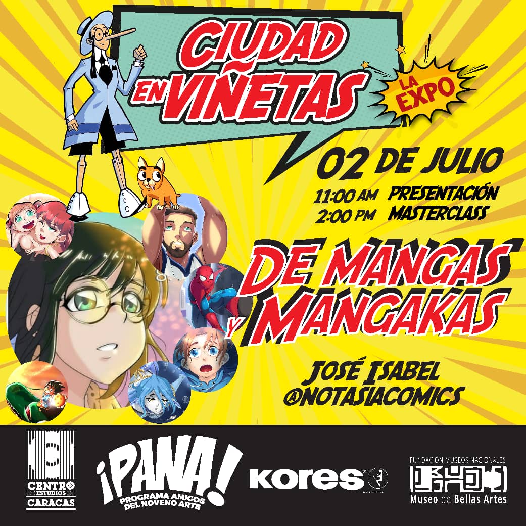 PANAcomicVe's tweet photo. AJAH!!!! mira lo que en la expo Ciudad en Viñetas traemos para Julio... digo para ti!  
@notasiacomics y @AbrahamDlugh en el Museo de Bellas Artes CCs nos deleitaran este 02 de julio en #laexpo #ComicVenezuela #comicvenezolano #Mangavenezolano #manga #ComicsCCS https://t.co/tdHYk4V7TN