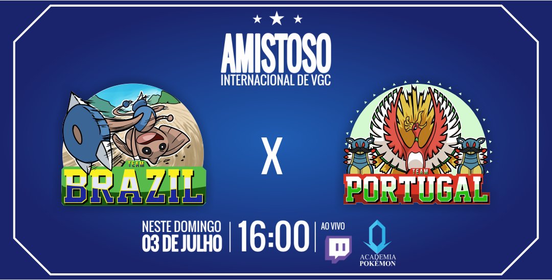 Nesse final semana a Academia volta à ativa, dessa vez cobrindo o amistoso entre a seleção brasileira de VGC e a seleção de Portugal! 

Já coloca na agenda, domingo às 16:00 na Twitch da Academia.

Seu ❤️ e seu 🔁 ajuda + gente a ficar sabendo do evento. ;)