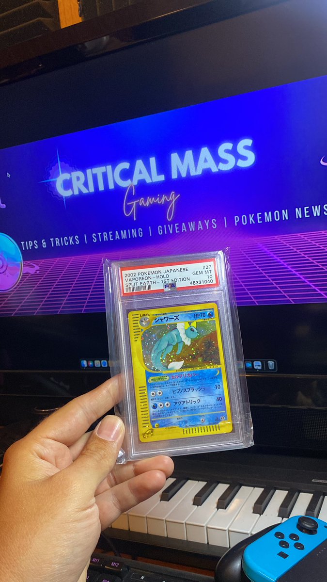 CriticalMassG's tweet photo. I won this beautiful GEM MINT 10 Split Earth 1st Edition Vaporeon in a @goingtwice_com giveaway not too long ago. I couldn’t be any happier about it!
#gradedpokemoncards #psa #vaporeon #pokemontcg #goingtwice #whatnot #vaporeon https://t.co/dZsaIRVKKL