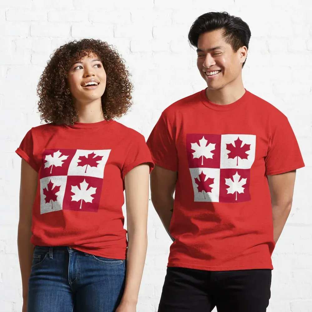 julieerindesign's tweet photo. #SOLD from my @redbubble store! Someone's getting ready for #canadayDay tomorrow with this #Canada #MapleLeaf #Checker #Pattern Classic #TShirt on #redbubble https://t.co/mh7DAuatbK #HappyCanadaDay https://t.co/J2WnnnINqt